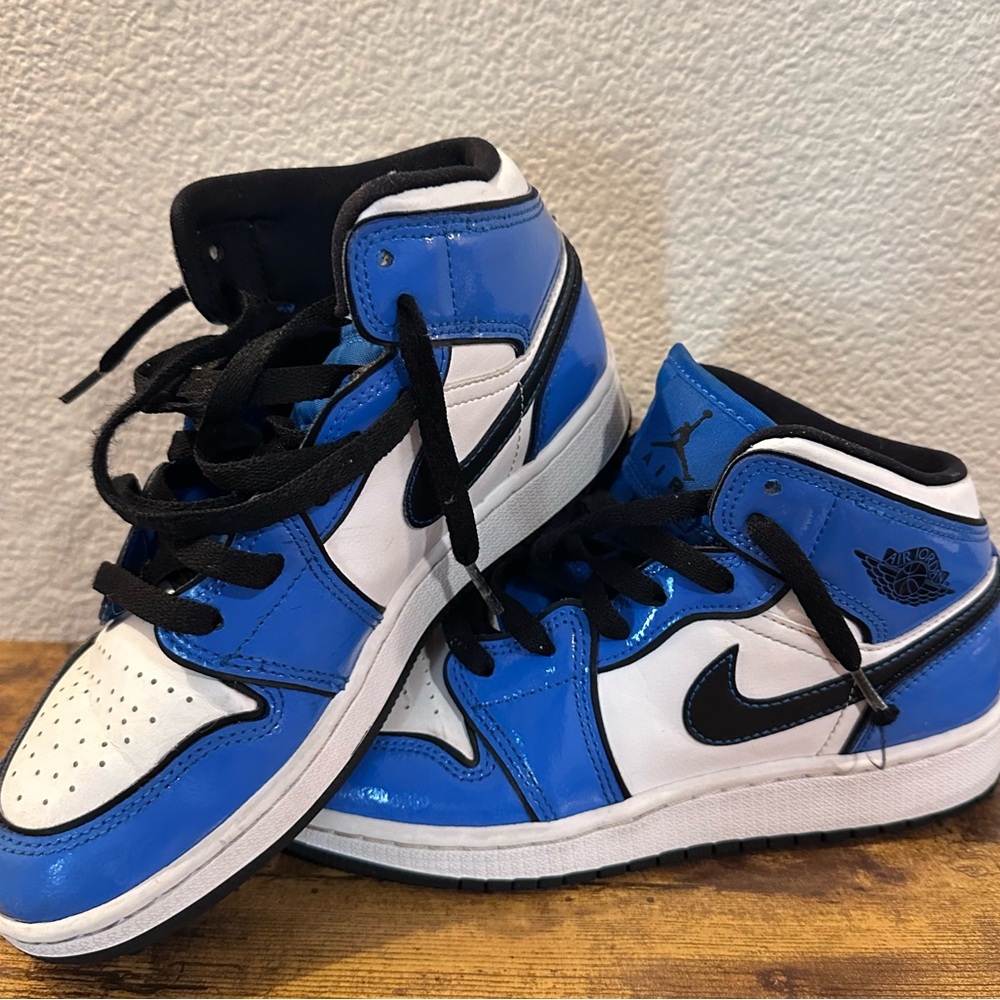 Barely used, Nike Kids Black and Blue Air Jordan Sneakers